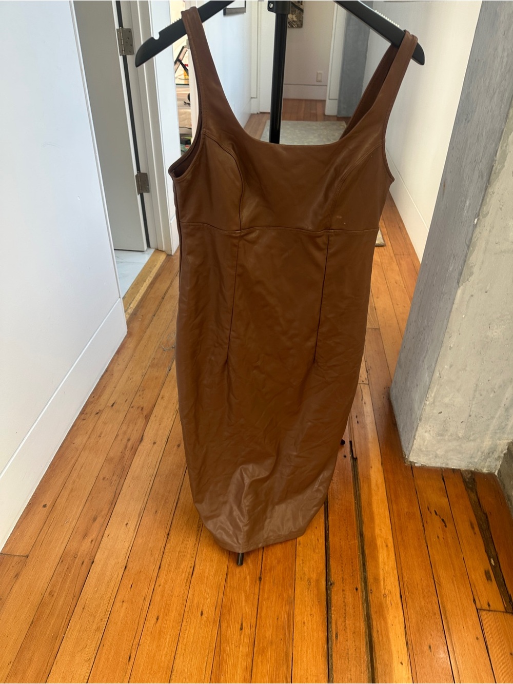 sofia by sofia vergara Brown Faux Leather Midi Dress